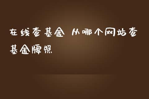 在线查基金 从哪个网站查基金