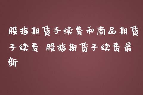 股指期货手续费和商品期货手续费 股指期货手续费最新