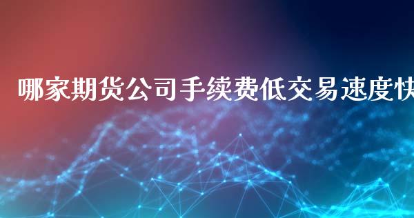 哪家期货公司手续费低交易速度快