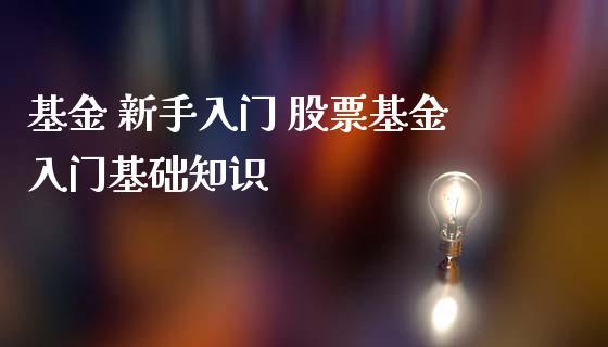 基金 新手入门 股票基金入门基础知识