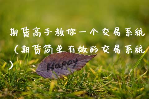 期货高手教你一个交易系统（期货简单有效的交易系统）