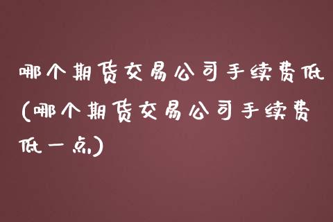 哪个期货交易公司手续费低(哪个期货交易公司手续费低一点)