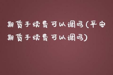 期货手续费可以调吗(平安期货手续费可以调吗)