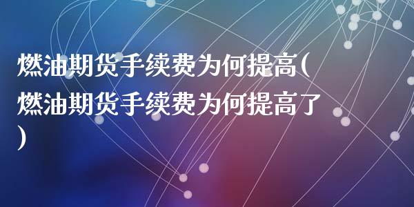 燃油期货手续费为何提高(燃油期货手续费为何提高了)