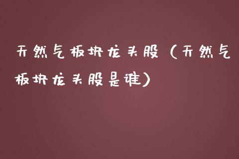 天然气板块龙头股（天然气板块龙头股是谁）