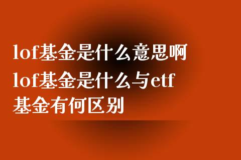 lof基金是什么意思啊 lof基金是什么与etf基金有何区别
