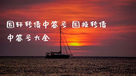 国轩转债中签号 国投转债中签号大全
