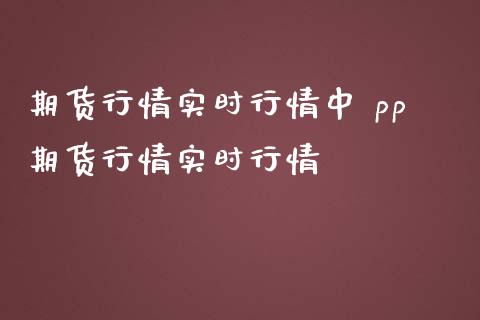期货行情实时行情中 pp期货行情实时行情