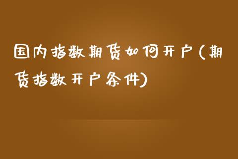国内指数期货如何开户(期货指数开户条件)