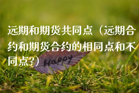 远期和期货共同点（远期合约和期货合约的相同点和不同点?）