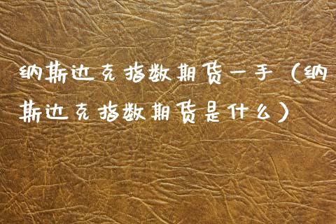 纳斯达克指数期货一手（纳斯达克指数期货是什么）
