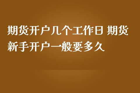 期货开户几个工作日 期货新手开户一般要多久
