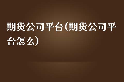 期货公司平台(期货公司平台怎么)
