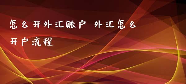 怎么开外汇账户 外汇怎么开户流程