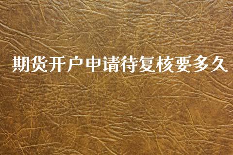 期货开户申请待复核要多久
