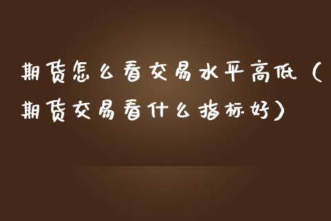 期货怎么看交易水平高低（期货交易看什么指标好）
