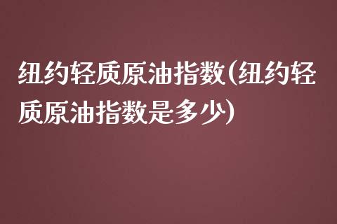纽约轻质原油指数(纽约轻质原油指数是多少)