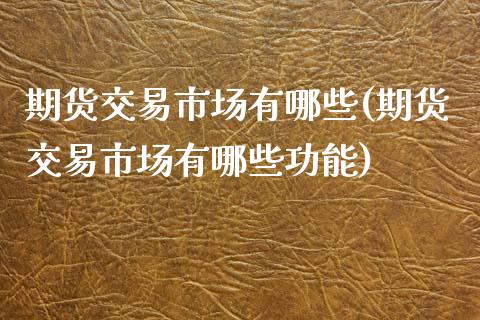 期货交易市场有哪些(期货交易市场有哪些功能)