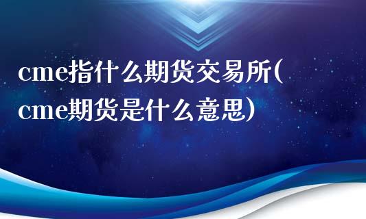 cme指什么期货交易所(cme期货是什么意思)