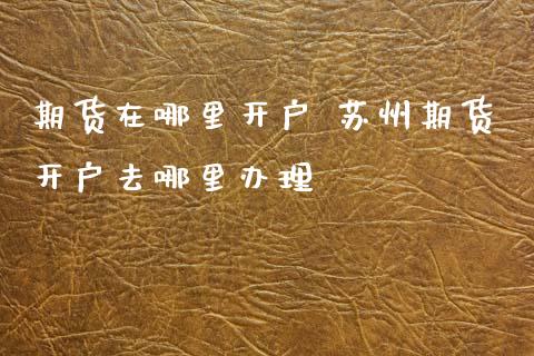 期货在哪里开户 苏州期货开户去哪里办理