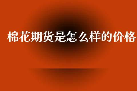 棉花期货是怎么样的价格