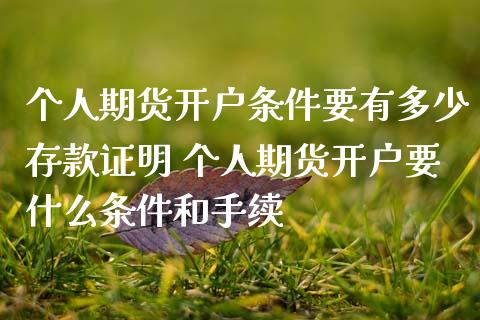 个人期货开户条件要有多少存款证明 个人期货开户要什么条件和手续