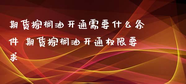 期货棕榈油开通需要什么条件 期货棕榈油开通权限要求