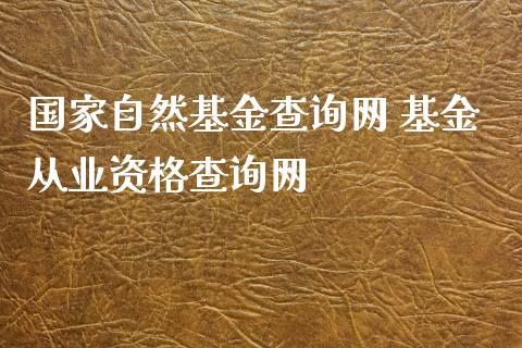国家自然基金查询网 基金从业资格查询网