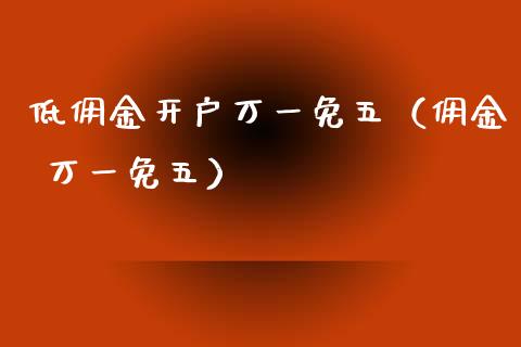 低佣金开户万一免五（佣金 万一免五）
