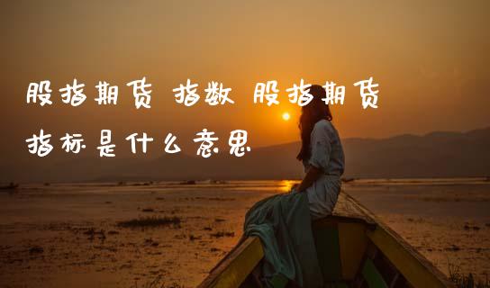 股指期货 指数 股指期货指标是什么意思