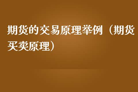 期货的交易原理举例（期货买卖原理）
