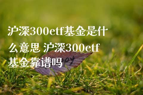 沪深300etf基金是什么意思 沪深300etf基金靠