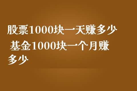 股票1000块一天赚多少 基金1000块一个月赚多少