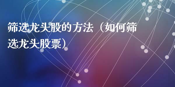 筛选龙头股的方法（如何筛选龙头股票）