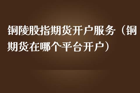 铜陵股指期货开户服务（铜期货在哪个平台开户）