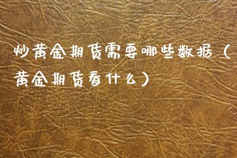 炒黄金期货需要哪些数据（黄金期货看什么）