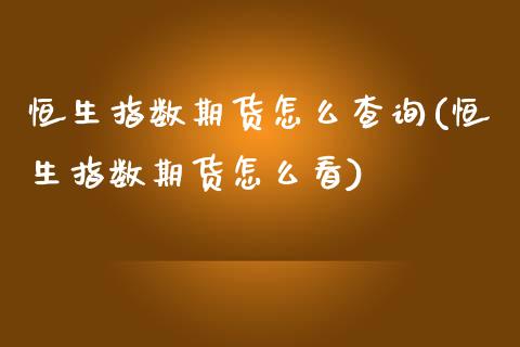 恒生指数期货怎么查询(恒生指数期货怎么看)