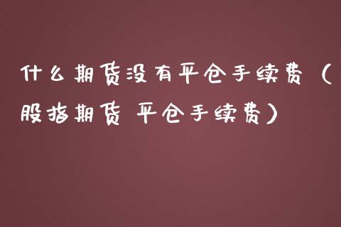 什么期货没有平仓手续费（股指期货 平仓手续费）