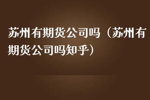 苏州有期货公司吗（苏州有期货公司吗知乎）