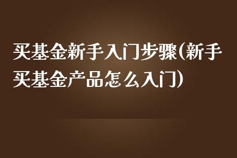 买基金新手入门步骤(新手买基金产品怎么入门)