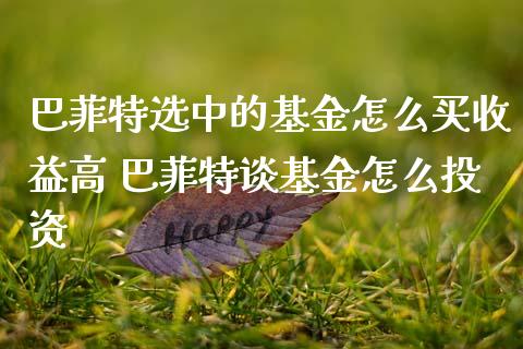 巴菲特选中的基金怎么买收益高 巴菲特谈基金怎么投资