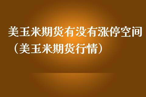 美玉米期货有没有涨停空间（美玉米期货行情）