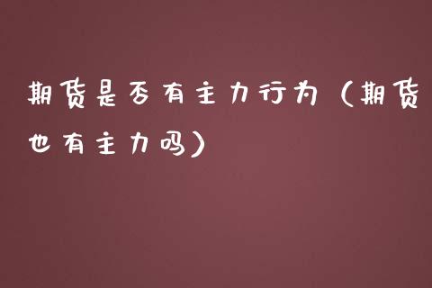 期货是否有主力行为（期货也有主力吗）