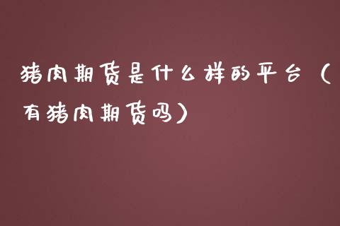 猪肉期货是什么样的平台（有猪肉期货吗）