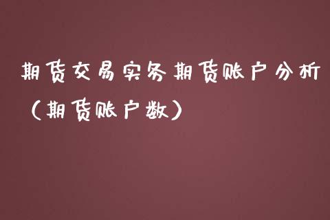 期货交易实务期货账户分析（期货账户数）