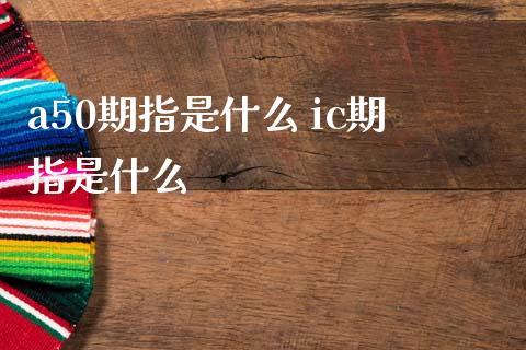 a50期指是什么 ic期指是什么