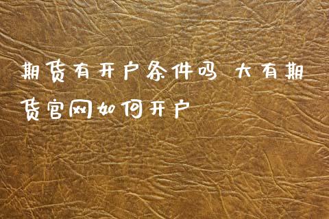期货有开户条件吗 大有期货如何开户