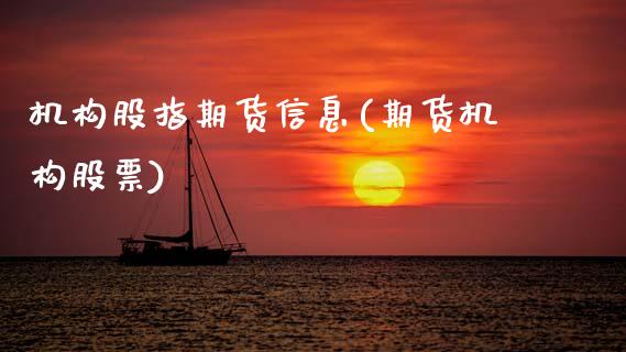 机构股指期货信息(期货机构股票)
