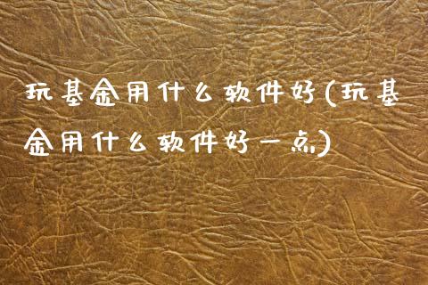 玩基金用什么软件好(玩基金用什么软件好一点)