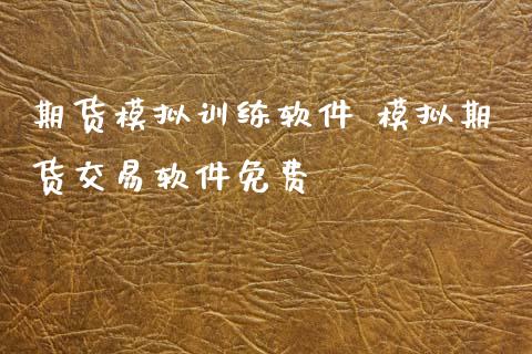 期货模拟训练软件 模拟期货交易软件免费
